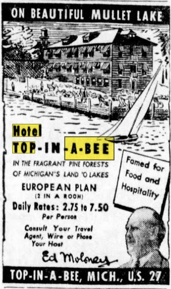 Hotel Top-In-A-Bee - June 1947 Ad (newer photo)